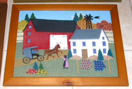 Vintage #5 0F 5 Carol Danner “Amish Summer, 1987”FOLK Art Framed+Quilted Picture - £20.09 GBP