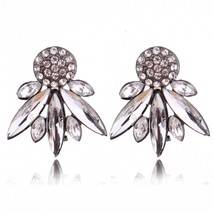 2021 Shining Rhinestone Stud Earrings Women Colorful Crystal Leaves Piercing Ear - £6.58 GBP