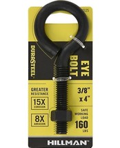 Hillman 320125 Black Coated Durasteel Eye Bolt with Nut 3/8&quot;-16 x 4&quot;, 160 lbs - £8.78 GBP