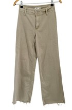 Oat High-Waisted Wide-Leg Jeans Khaki Color Pants With Frayed Hem Size 25 - $29.69