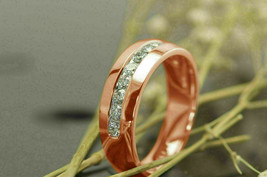 1 Ct Round Diamond Men&#39;s Eternity Wedding Anniversary Band Ring 14k Rose Gold GP - £76.16 GBP