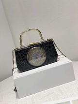 Vintage Clock Design Party Clutch Bag Fun Evening Bag for Women Stone Pattern Pu - £56.59 GBP