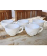 Milk Glass Grape Vine Harvest Punch Coffee Tea Cups Set Of 5 Wedding Pieces - £25.64 GBP