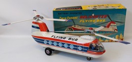 Rare Vintage Masudaya (Japan) Tin Twin Turbine Helicopter Flying Bus 707 Toy - £719.42 GBP