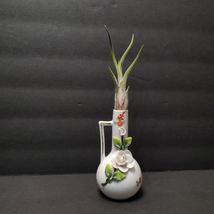 Airplant in Vintage Bud Vase, 4" Art Pottery Porcelain Applied Flowers Germany image 4