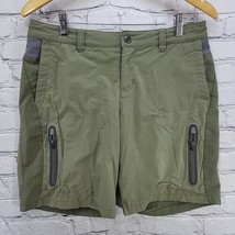 REI Hiking Shorts Womens Sz 8/10 Olive Green Zippered Pockets Nylon Adve... - $19.79