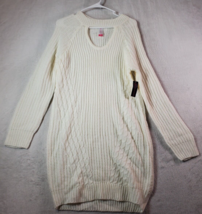 No Boundaries Sweater Dress Juniors Large White Knit Long Sleeve Keyhole Neck - £6.77 GBP