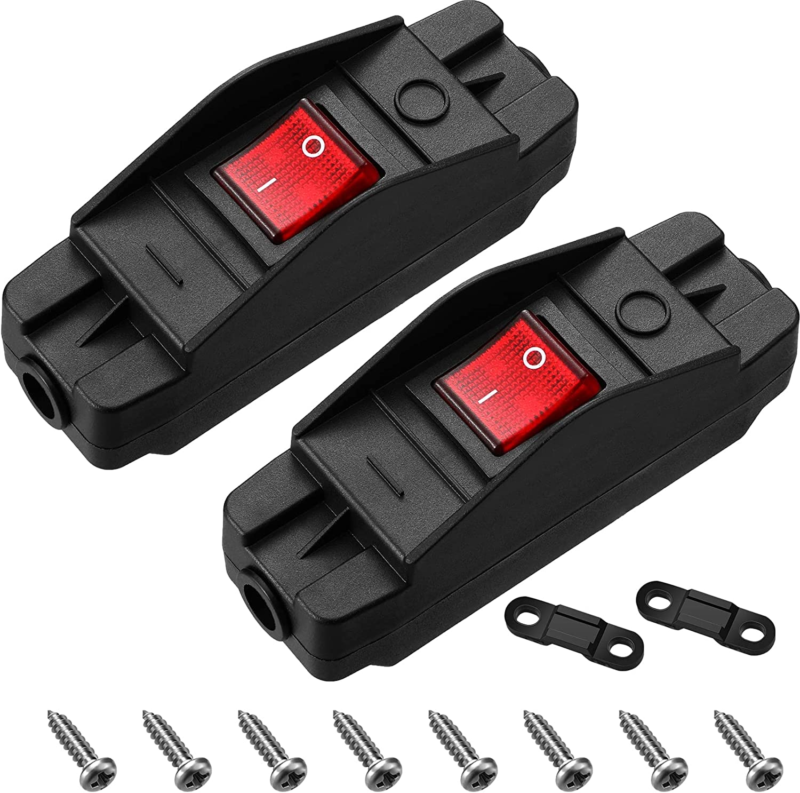 2 Pieces 20A Heavy Duty Inline Cord Switch Black On/Off Rocker Switch with Red L - $18.08