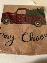 Merry Christmas Red Truck burlap Tree Skirt - 36 inch image 2