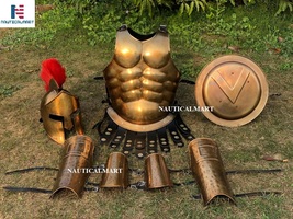 NauticalMart Muscle Armor Breastplate with Greek Spartan Helmet and Leg or Arm G - £199.00 GBP