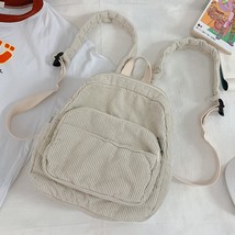 Corduroy Mini Backpack Solid Color Women Cross-body Bag Simple Student Bookbags  - £51.43 GBP