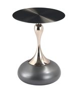 LeisureMod Round Modern Side Table - Black Stainless Steel Top, Pedestal... - $1,819.86 MXN