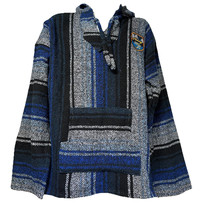 Mexican Baja fishing embroidered striped Rug Surfer Hoodie Size XL - $29.69