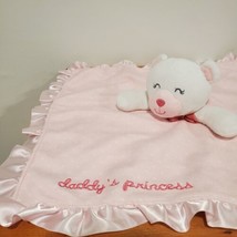 Carters Pink White Bear Baby Security Blanket Plush Satin Lovey Daddy's Princess - $13.93