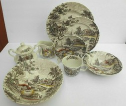 23 Pc Yorkshire Staffordshire Dinner Salad Plate Soup Bowl Sugar Creamer Cup - £123.35 GBP