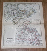 1888 Antique Map Of Newfoundland Nova Scotia New Brusnwick P.E.I. / Canada - £20.62 GBP