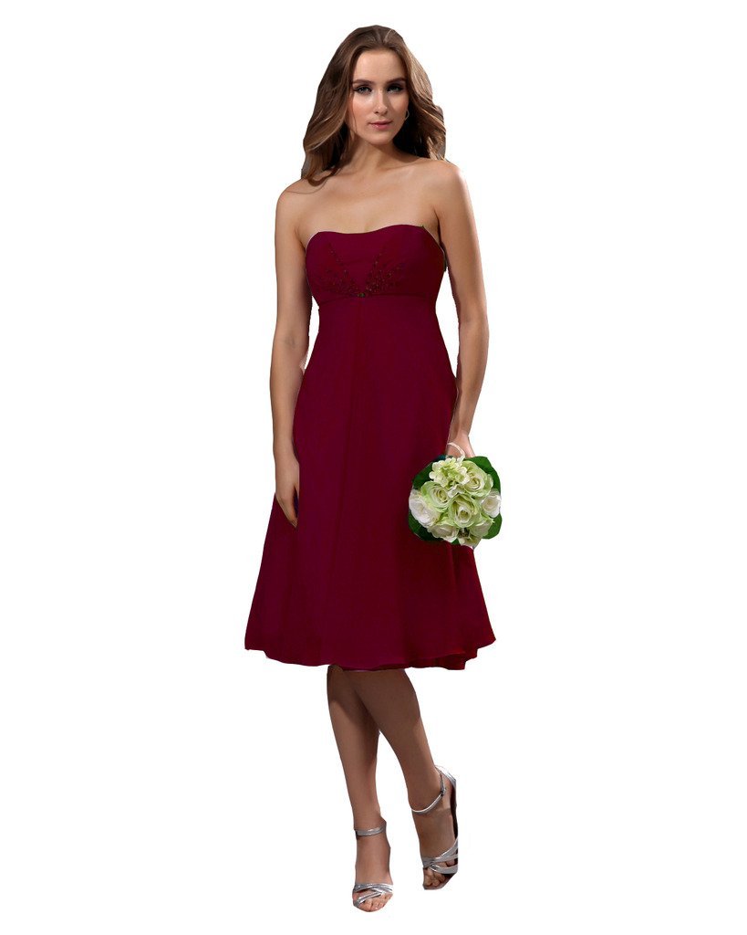 Kivary Women's Short Beaded Bridesmaid Dresses Burgundy US 14