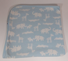 Carters Safari Baby Blanket 28in Blue Security Lovey Elephant Giraffe Hippo Boy - £11.80 GBP