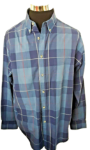 Hill &amp;Archer Shirt Men&#39;s Size Large Navy Blue Plaid Button Front  Long Sleeves - £10.58 GBP