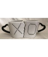 Pair of White Ganz Kiss “X” and Hug “O” Mugs Black Heart Handle Ceramic ... - £15.66 GBP