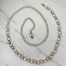 Faux Pearl Gold Tone Metal Chain Link Belt OS One Size - $19.79