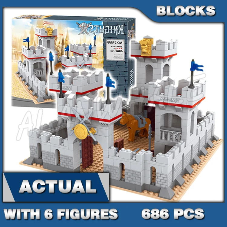  s castle drawbridge towers merlon crenel soldiers 27906 building block sets compatible thumb200