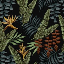 Removable Black Palm Wallpapers For Bathroom Closet, Westick Dark, 17.75X118 In. - £30.31 GBP