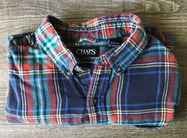 Chaps Performance Men&#39;s Plaid Flannel XL Shirt Soft Red Blue Green Yello... - £15.77 GBP