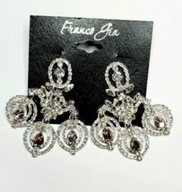 Franco Gia Silver Plated Earrings Special Occasion Dangle C Z&#39;s New Stud #5 - £21.03 GBP
