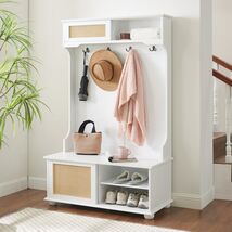 Hall Tree with Storage Bench &amp; Shoe Rack | White Entryway Organizer - $229.99