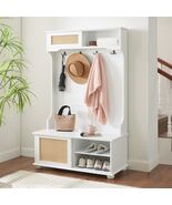 Hall Tree with Storage Bench &amp; Shoe Rack | White Entryway Organizer - $229.99
