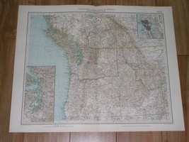 1927 Map Of Nw Usa Washington Seattle Oregon Idaho British Columbia Vancouver - £20.47 GBP