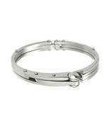 Silver-tone Handcuff Motif Stainless Steel Bangle Bracelet 7&quot; - £22.69 GBP