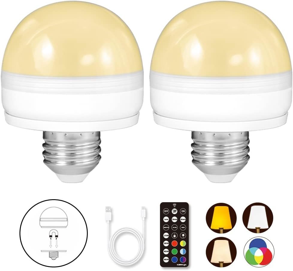 Blueye Rechargeable Battery Operated Light Bulb,2Packs,300Lm,40W, Hardwired - $39.97