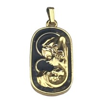 Catholic Madonna Mother Mary Pendant Charm Vintage Gold Tone Enamel - $12.85