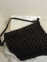 The Sak Black Wooden Beaded Bag/ Purse with Leather Straps Boho Style - £19.39 GBP
