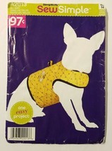 Simplicity Sew Simple A2013 New Uncut Dog Coat Cut To XXS-M (2-1/2 To 8lbs) 4 Sz - £5.89 GBP