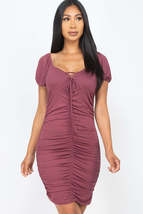 Nocturne Front Lace Up V Neck Short Sleeve Bodycon Ruched Party Clubwear... - £14.95 GBP