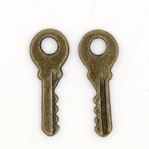 10 Miniature Key Charms Antique Bronze Skeleton Keys Steampunk Findings  - £1.99 GBP