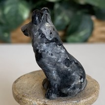 Flashy Larvikite Carved Stone Wolf Dog Figurine Carving Figure Mini Pet ... - $11.63