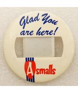 Vintage Pinback Button Employee Name Badge Glad You Are Here Asmalls Clo... - $19.79