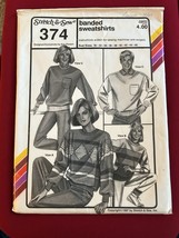 Vtg 1987 Stretch &amp; Sew Pattern 374 Banded Sweatshirts Bust Size 30-46 Un... - $6.44