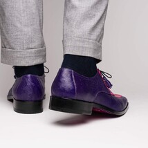 Andretti Genuine Ostrich Leg Dress Derby's Tasseled Laces Shoes Pink / Purple image 8
