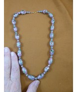 (v257-22) Mauve pink blue flower Cloisonne beaded 20&quot; Necklace fashion J... - $1,622.87 MXN