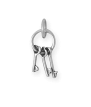 Oxidized 925 Sterling Silver 3D Ring with Three Keys Charm Mens Womens Jewelry - £34.46 GBP