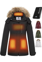 Graphene Heated Jacket for Women with Battery Pack 16000mAh 7.4V Waterpr... - $133.65