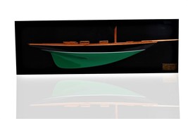 12" Black and Green c1898 Pen Duick Half-Hull Hand Painted Decorative Boat - $309.49