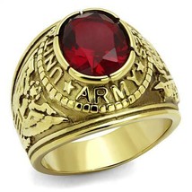 Ring U.S. Army Stainless Steel Ion Gold Finish Red Stone TK414706G - £31.11 GBP
