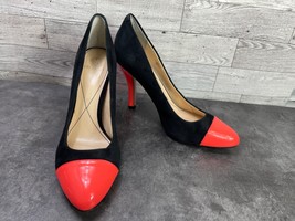 Isola Women 8M Aira Shoes Black Orange Pink Patent Suede Cap Toe Heel Pumps - $27.54