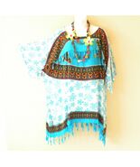 KB456 Aqua Batik Turtle Women Plus Kimono Poncho Hippy Women Blouse Top ... - $24.90